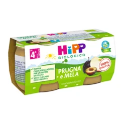 HiPP Omogeneizzato Biologico di Prugna e Mela dai 4+ Mesi, 2 x 80g