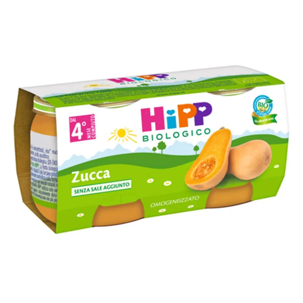 HiPP Omogeneizzato di Zucca - Alimento biologico per lo svezzamento dai 4 mesi, 2 vasetti da 80 g