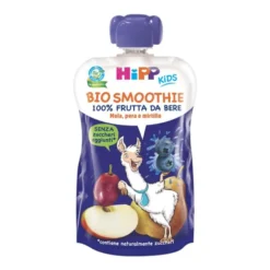 Hipp Smoothie mela, pera e mirtillo - Frullato biologico dal primo anno di età, busta da 120 ml