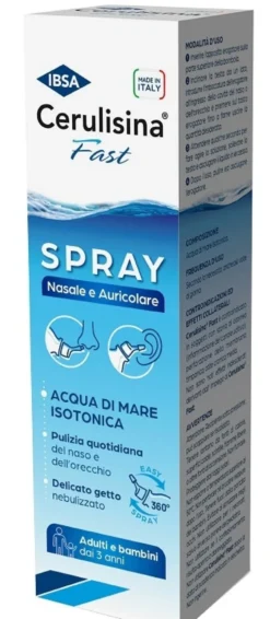 IBSA Cerulisina Fast Spray nasale e auricolare per l'igiene e la rimozione del cerume, 100 ml
