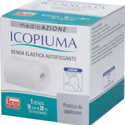 Icopiuma Benda garza elastica autofissante per fissare le medicazioni 10cm x 20m, 1 benda
