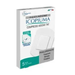 Icopiuma Compresse Adesive TNT Sterili Garza Alto Spessore 7,5 x 10 cm 5 Pezzi