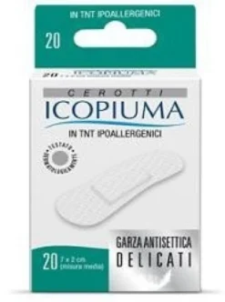 Icopiuma Delicati - Cerotti in TNT con garza disinfettante, 20 cerotti formato medio