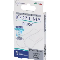 Icopiuma Delicati - Cerotti in TNT con garza disinfettante, 20 cerotti formato grande
