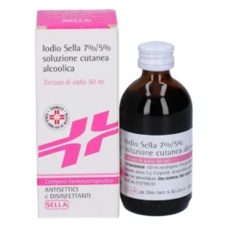 Iodio Sella 7%/5% Soluzione Cutanea Alcoolica Antisettico e Disinfettante, 50ml
