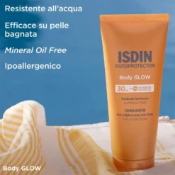 ISDIN Fotoprotector - Body Glow SPF30 Protezione Solare Corpo Leggera Illuminante, 200ml