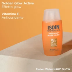 Isdin Fotoprotector Fusion Water Magic Glow SPF 50 - Fluido solare illuminante per il viso, 50 ml