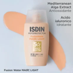 ISDIN Fotoprotector - Fusion Water Magic Light SPF50 Protezione Solare Viso Colorata, 50ml