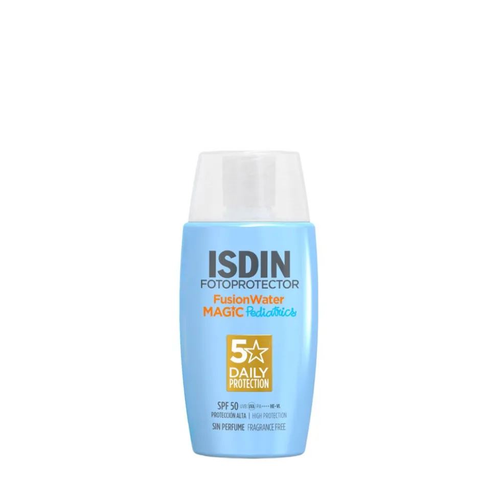 Isdin Fusion Water Magic Pediatrics SPF 50 - Fotoprotettore viso lenitivo per bambini, 50 ml