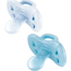 J Bimbi Joy Succhietto 100% Silicone 6 Mesi+ Trasparente Azzurro, 2 Pezzi