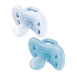 J Bimbi Joy Succhietto 100% Silicone 0-6 Mesi Trasparente Azzurro, 2 Pezzi