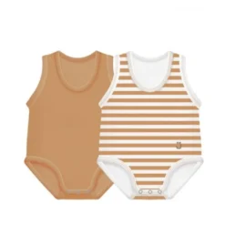 J Bimbi Summer - Bipack Body Neonato 0-36 Mesi colore Caramello, 2 body