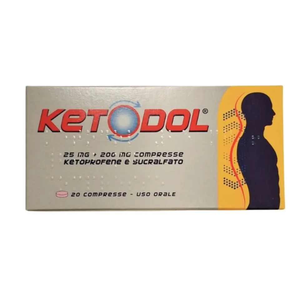 Ketodol 25 mg + 200 mg - Compresse antidolorifiche e antinfiammatorie, 20 compresse