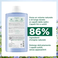 Klorane Fibre Di Lino - Shampoo Volumizzante per Capelli Sottili, 400ml