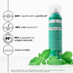 Klorane Ortica - Shampoo Secco all'Ortica & Vitamina E Purificante per Capelli Grassi, 150ml