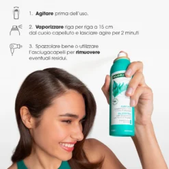Klorane Ortica - Shampoo Secco all'Ortica & Vitamina E Purificante per Capelli Grassi, 150ml