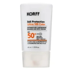 Korff 365 Protection Ultra 100 Color Fluido Viso Ultraprotettivo SPF50+ Antimacchie e Antirossoti, 40ml