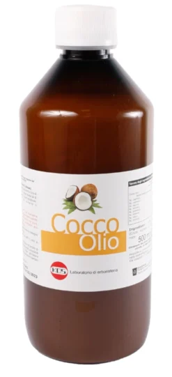 Kos Olio di cocco purissimo - Olio emolliente per nutrire la pelle e i capelli secchi, 500 ml