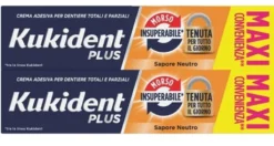 Kukident Plus - Bipacco Morso Insuperabile Crema Adesiva per Dentiere Totali e Parziali, 2 X 57g