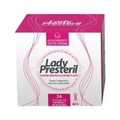Lady Presteril Proteggi Slip in Puro Cotone Ripiegati in Bustina, 24 Assorbenti