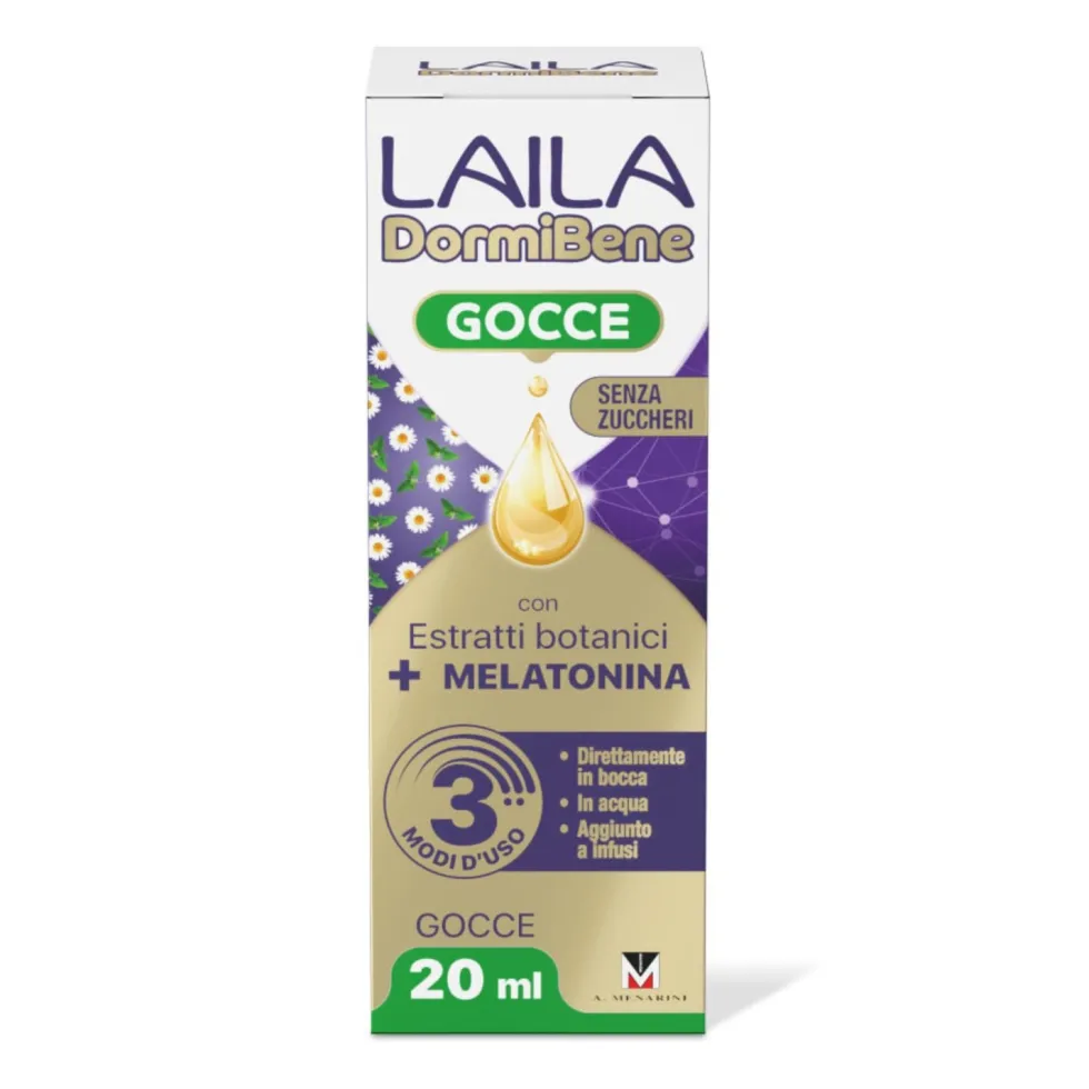 Laila DormiBene - Integratore alimentare in gocce per il sonno e il rilassamento, 20 ml
