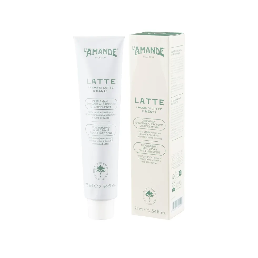 L'Amande Latte e Menta Crema mani idratante, 75ml