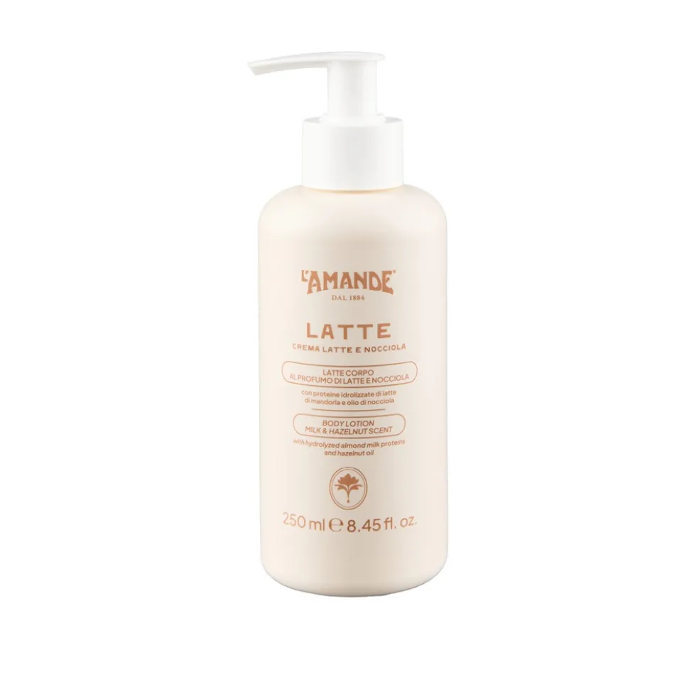 L'Amande Latte e Nocciola Latte Corpo idratante ed emolliente per la pelle secca, 250 ml