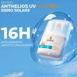 La Roche-Posay Anthelios Uvair Serum Sunscreen SPF50+ Siero Protezione Solare viso leggero colore Light natural, 50ml
