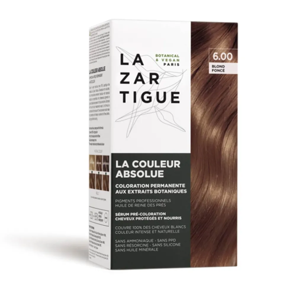 Lazartigue Il Colore Assoluto 6.00 Biondo Scuro - Tinta permanente per i capelli bianchi, 153 ml