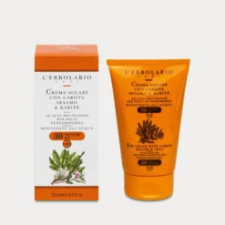L'Erbolario Crema Solare Carota Sesamo e Karité Crema SPF 30 per la pelle sensibile, 125 ml