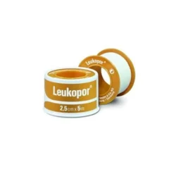 Leukoplast Leukopor - Cerotto in rocchetto per il fissaggio delle medicazioni, 2,5 cm x 5 m