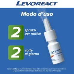 Levoreact Spray Nasale Antistaminico per Allergia Riniti Allergiche e Naso che Cola, 10ml