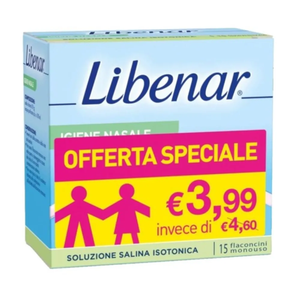 Libenar Soluzione Fisiologica Salina Sterile Isotonica 0,9%, 15 flaconcini