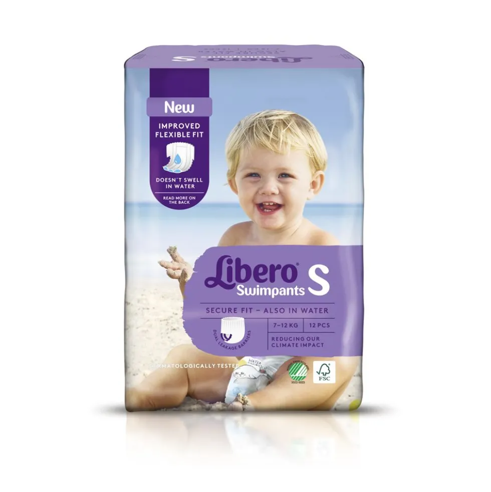 Libero Swim Pants - Pannolini a mutantina per il mare e la piscina taglia S 7-12 kg, 12 pannolini