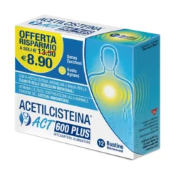 Linea Act Acetilcisteina 600 Plus - Integratore per le vie respiratorie e le difese, 12 bustine