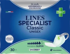Lines Specialist Classic - Sagomato Super Pannolone unisex per l'incontinenza, 30 pannoloni