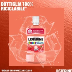 Listerine Smart Rinse Kids - Collutorio per bambini anticarie senza alcol ai frutti rossi, 500 ml