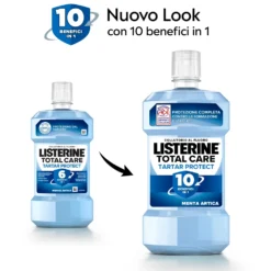 Listerine Total Care Tartar Protect Collutorio Gusto Menta Artica al Fluoro 10 Benefici in 1 Pulizia Denti Tartaro Accurata Protezione Completa, 500ml