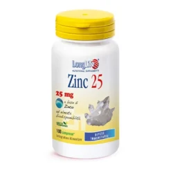 LongLife Zinc 25 - Integratore di zinco sistema immunitario, 100 compresse