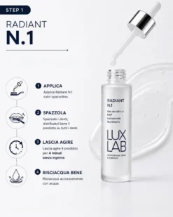 LuxLab Radiant N.1 - Gel dentifricio sbiancante per la luminosità dentale, 30 ml
