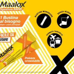 Maalox Digestione Rapid - Integratore per la digestione e l'acidità gastrica, 20 bustine da 2 g