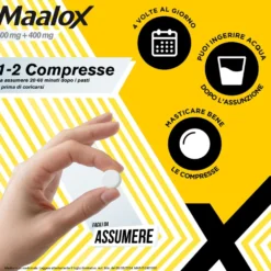 Maalox 400mg + 400mg Compresse Masticabili, 40 Compresse