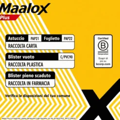 Maalox Plus 200mg + 200mg + 25mg Trattamento Iperacidità Bruciore e Dolore Gastro-Intestinale, 30 Compresse Masticabili