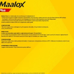 Maalox Plus 4% + 3,5% + 0,5% Sospensione Orale Aroma Limone Trattamento Iperacidità Bruciore e Dolore Gastro-Intestinale, 250ml