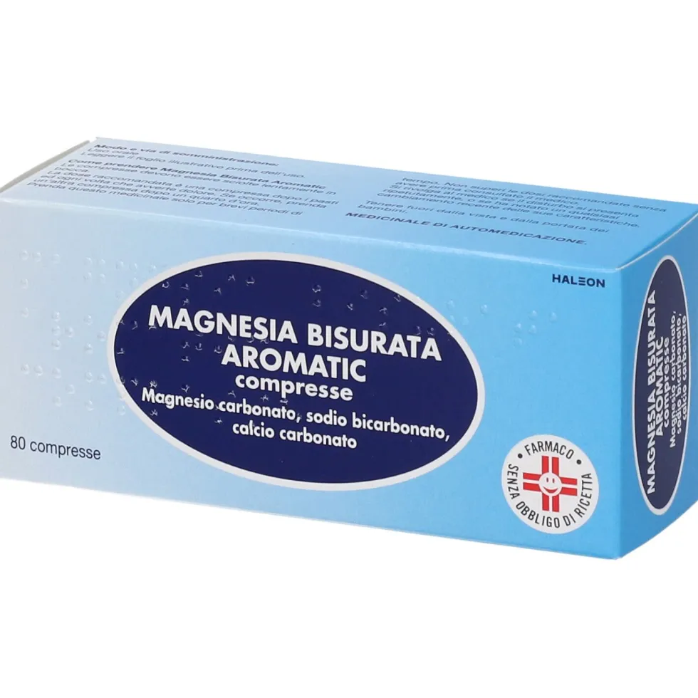 Magnesia Bisurata Aromatic - Compresse antiacide per l'iperacidità e il reflusso, 80 compresse