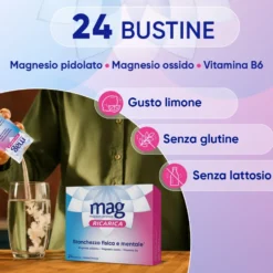 Mag Ricarica Integratore Stanchezza Fisica e Mentale, 24 Bustine