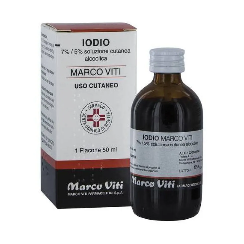 Marco Viti Iodio 7%/5% Soluzione Cutanea Alcoolica Antisettico e Disinfettante, 50ml
