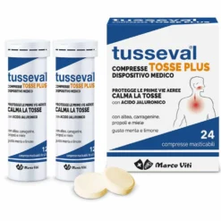 Marco Viti Tusseval Tosse Plus - Compresse per calmare la tosse gusto menta e limone, 24 compresse