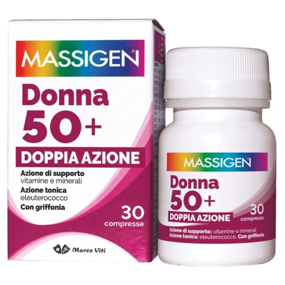 Massigen Multivitaminico Donna 50+ - Integratore multivitaminico con vitamina D, 30 compresse