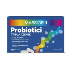 Massigen Probiotici Tripla Azione - Integratore alimentare per la flora intestinale, 10 capsule